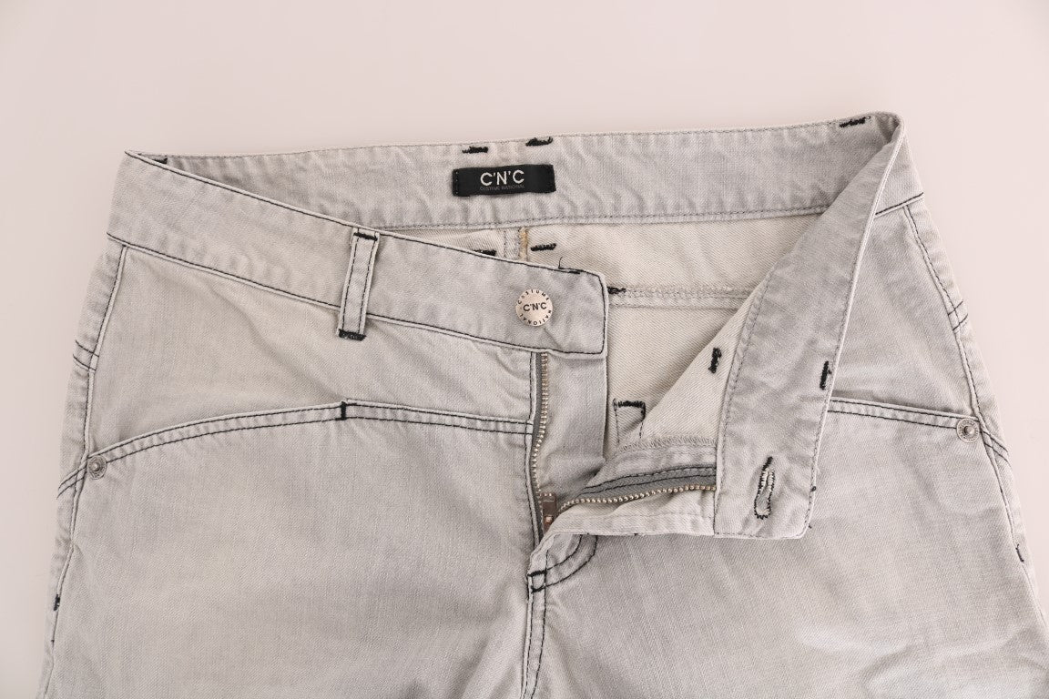 Costume National Graue Baumwollschlankjeans mit Waschung