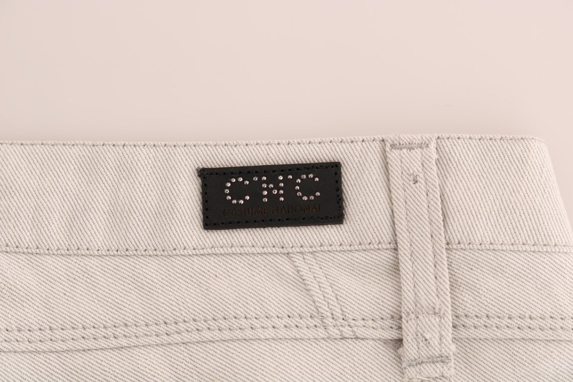 Costume National Weiße schmale Stretch-Jeans aus Baumwolle