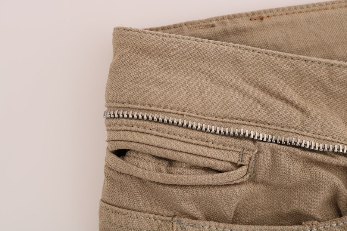 Costume National Beige Baumwolle Stretch Slim Fit Jeans