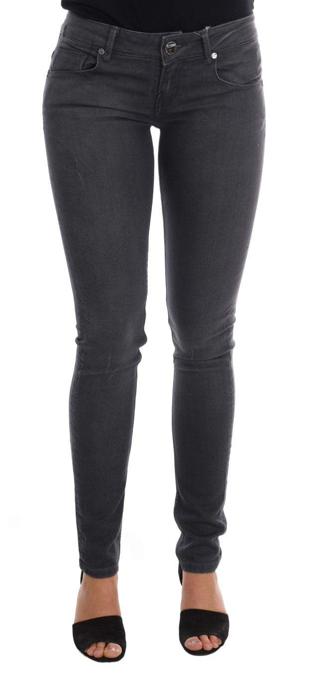 Acht Graue Slim Fit Denim-Jeans aus Baumwolle