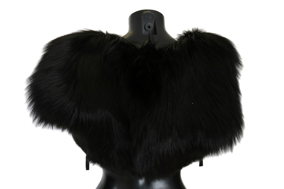Dolce & Gabbana Schwarzer Silberfuchs-Pelzschal