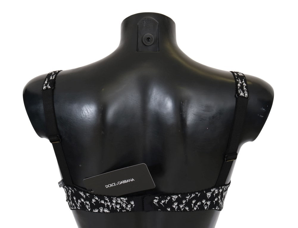 Dolce & Gabbana Schwarz Seide Weiß Spitze Stretch Unterwäsche BH