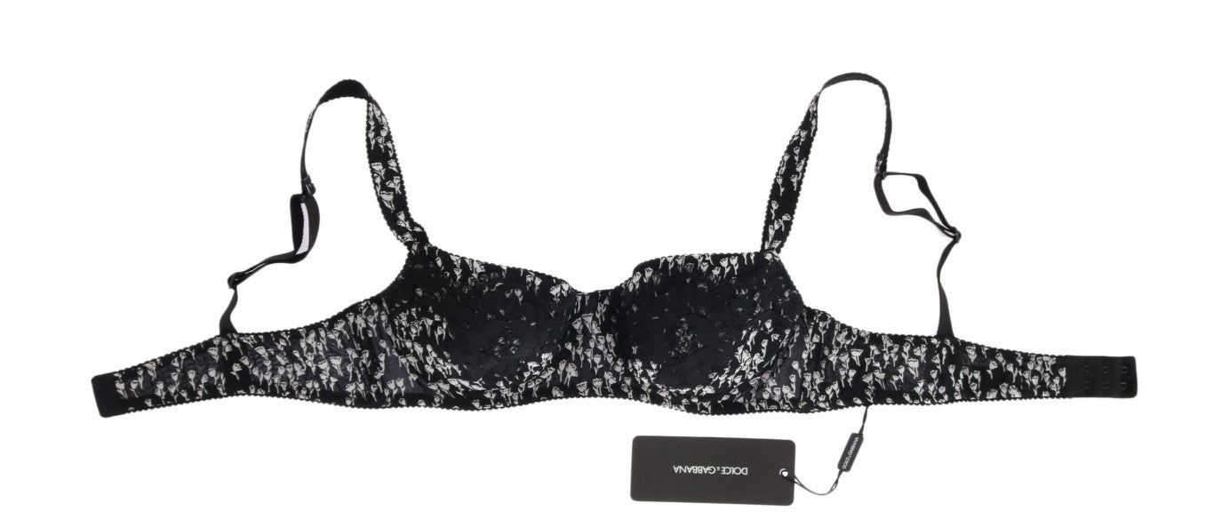 Dolce & Gabbana Schwarz Seide Weiß Spitze Stretch Unterwäsche BH