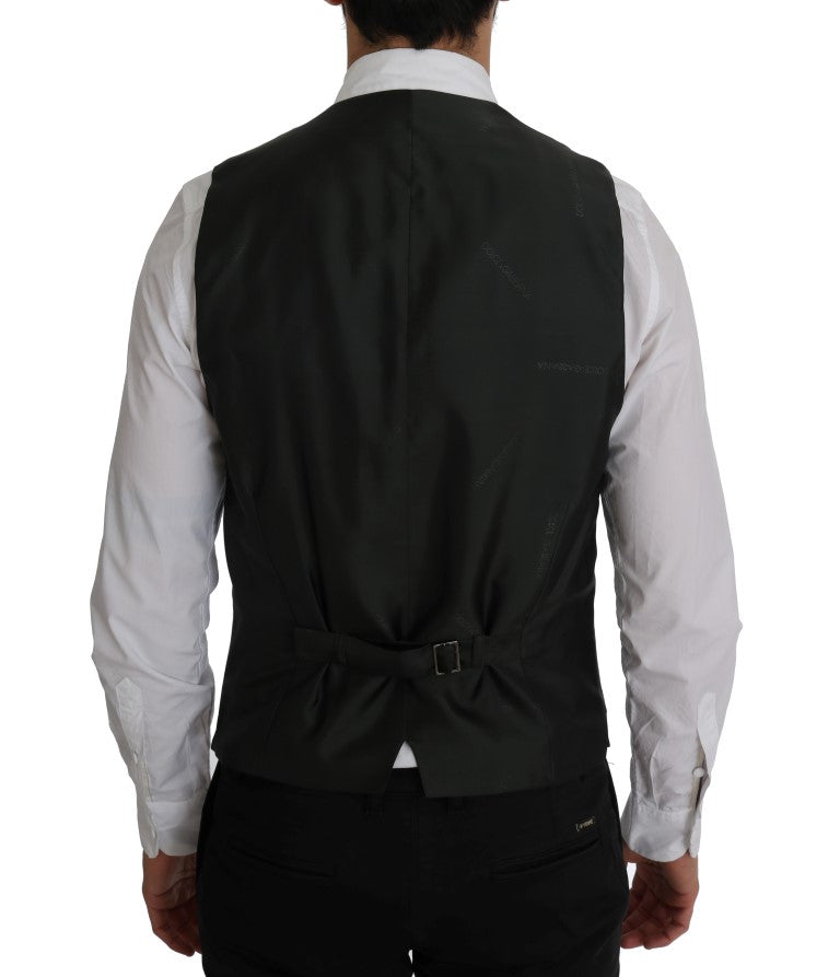 Dolce & Gabbana Schwarze STAFF Baumwollweste mit Streifen