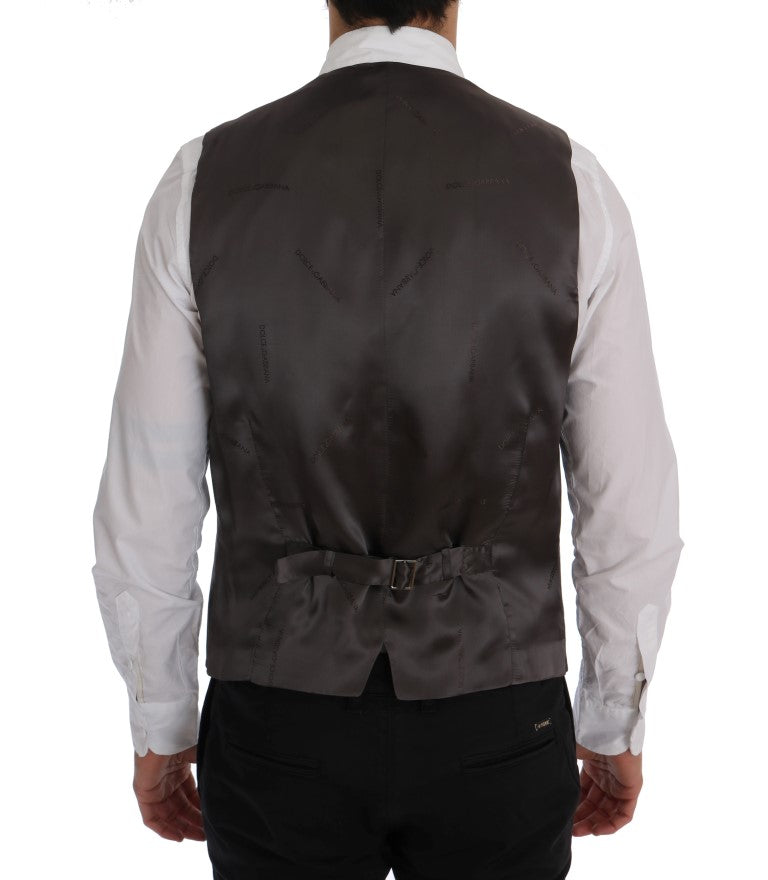 Dolce & Gabbana Graue STAFF Baumwollweste mit Streifen
