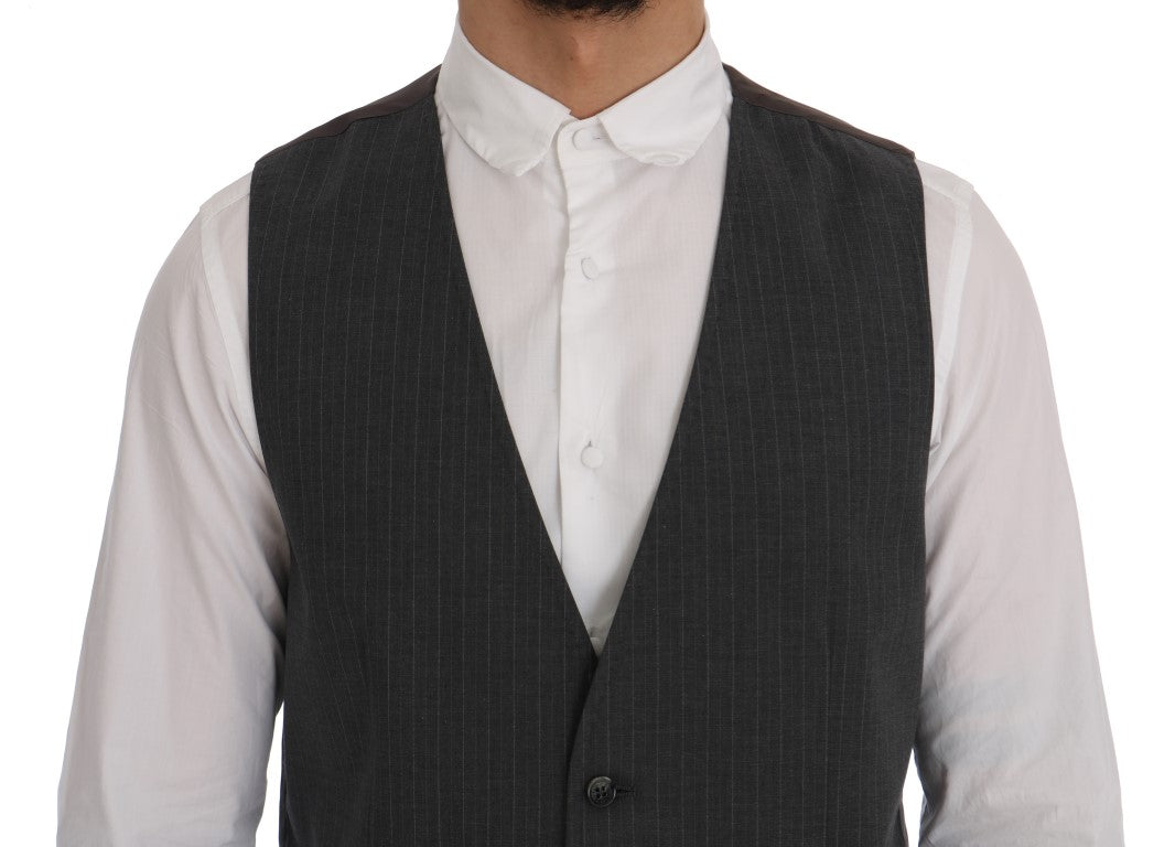 Dolce & Gabbana Graue STAFF Baumwollweste mit Streifen