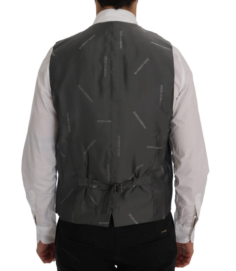 Dolce & Gabbana Graue STAFF Baumwollweste mit Streifen