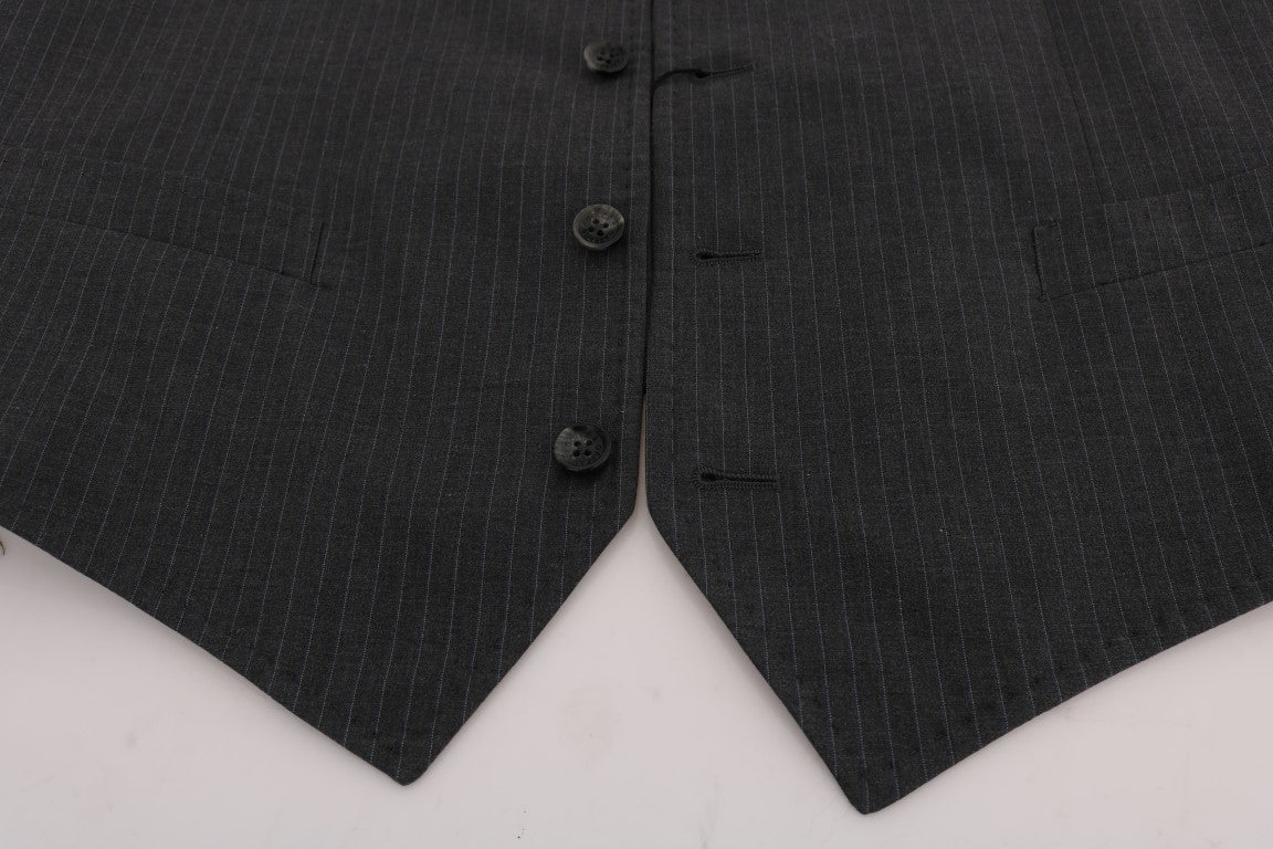 Dolce & Gabbana Graue STAFF Baumwollweste mit Streifen