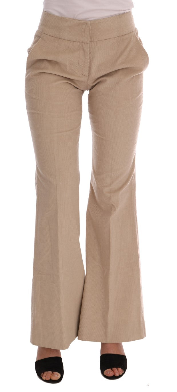 Ermanno Scervino Beigefarbene Bootcut-Hose aus Baumwolle