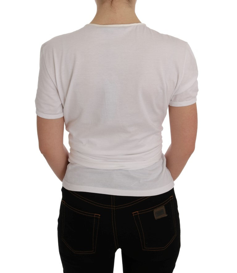 Dolce & Gabbana Weißes T-Shirt aus Baumwolle und Seide