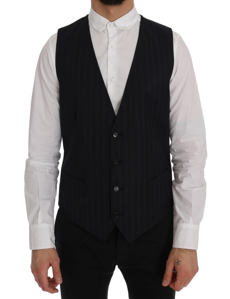Dolce & Gabbana Blaue Woll-Stretch-Weste