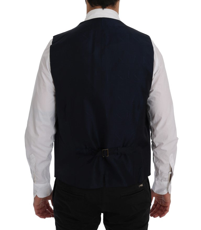 Dolce & Gabbana Blaue STAFF Wool-Stretch-Weste