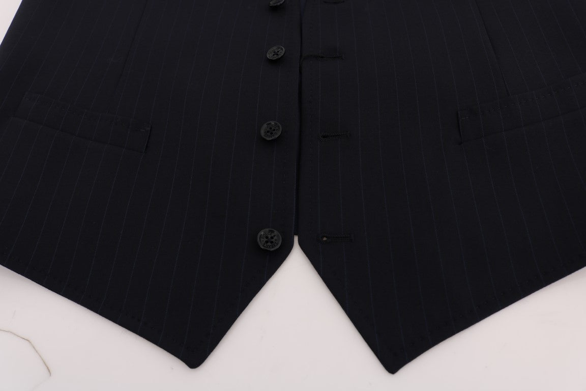Dolce & Gabbana Blaue STAFF Wool-Stretch-Weste
