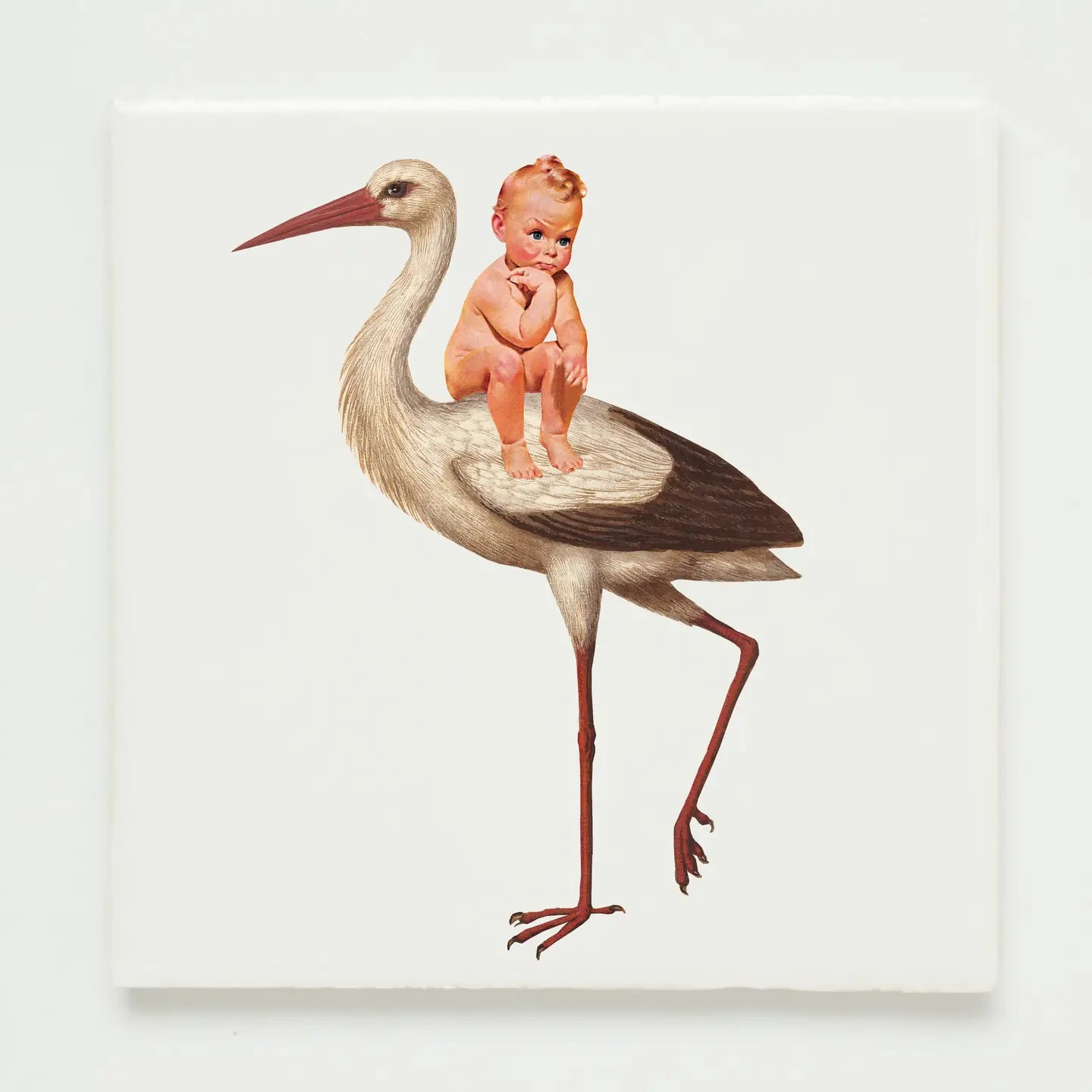 Wandfliese „Special Delivery“ Baby & Storch Vintage-Collage