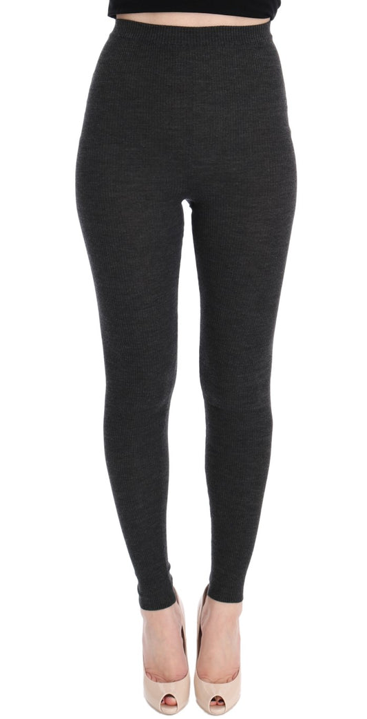 Dolce & Gabbana Graue Stretch-Strumpfhose aus Wolle