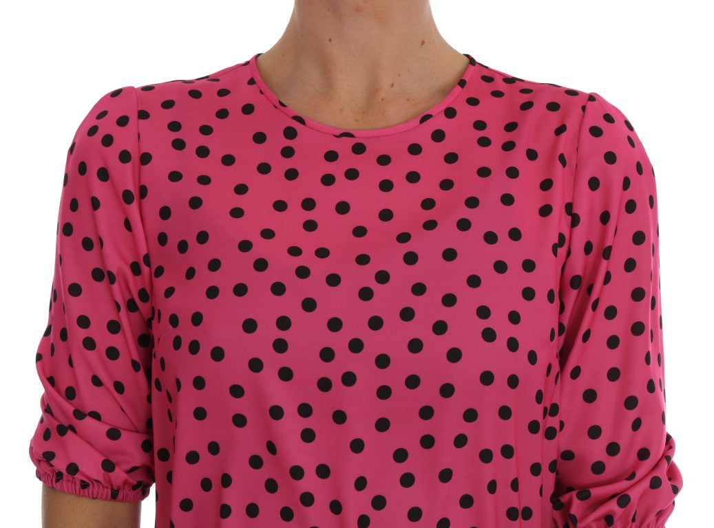 Dolce & Gabbana Rosa gepunktete Seidenbluse