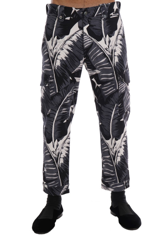 Dolce & Gabbana Graue Bananenblatt-Baumwoll-Hose
