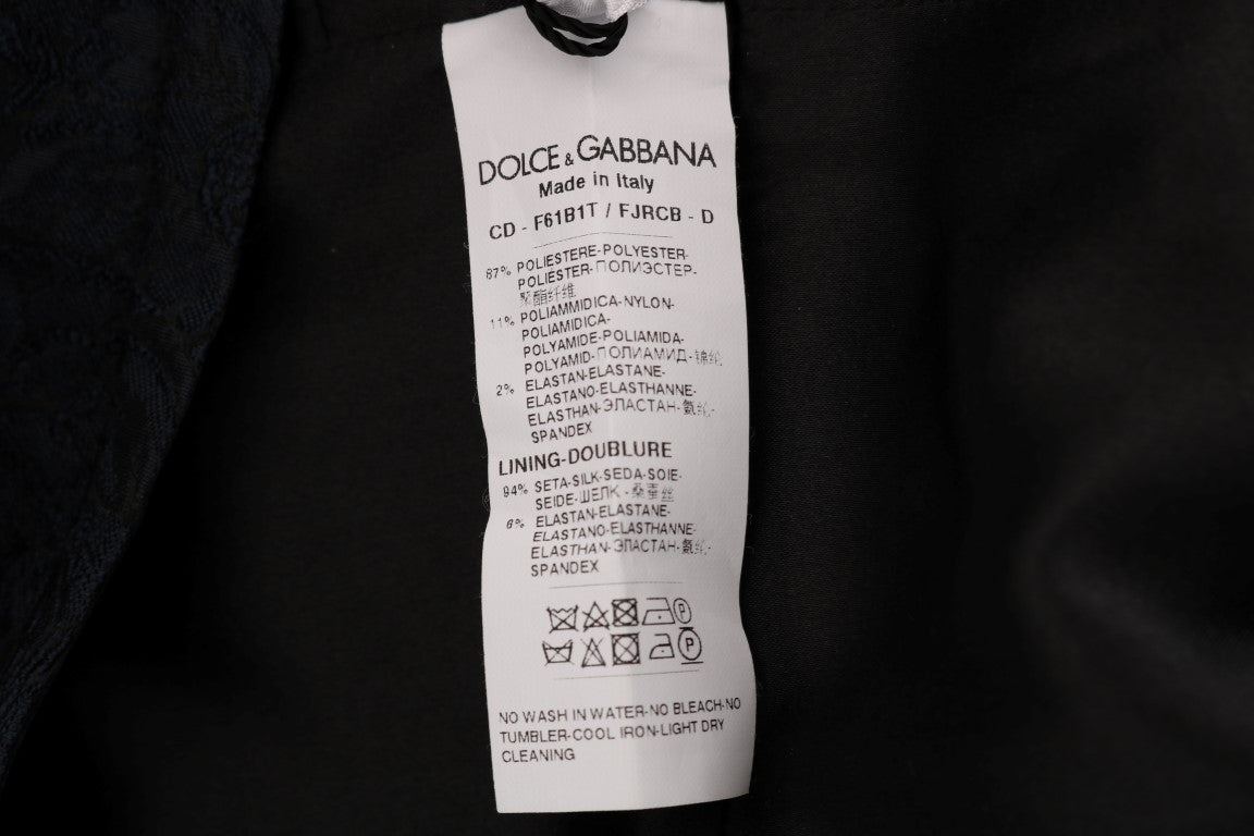 Dolce & Gabbana Schwarz-Blaues Mini-Kleid mit Schlagseite