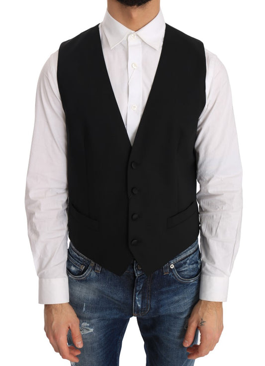 Dolce & Gabbana Schwarze Seidenweste aus Wolle