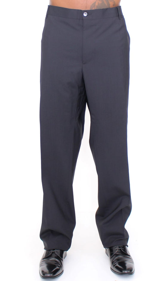 Dolce & Gabbana Schwarze Stretch-Faltenhose aus Wolle