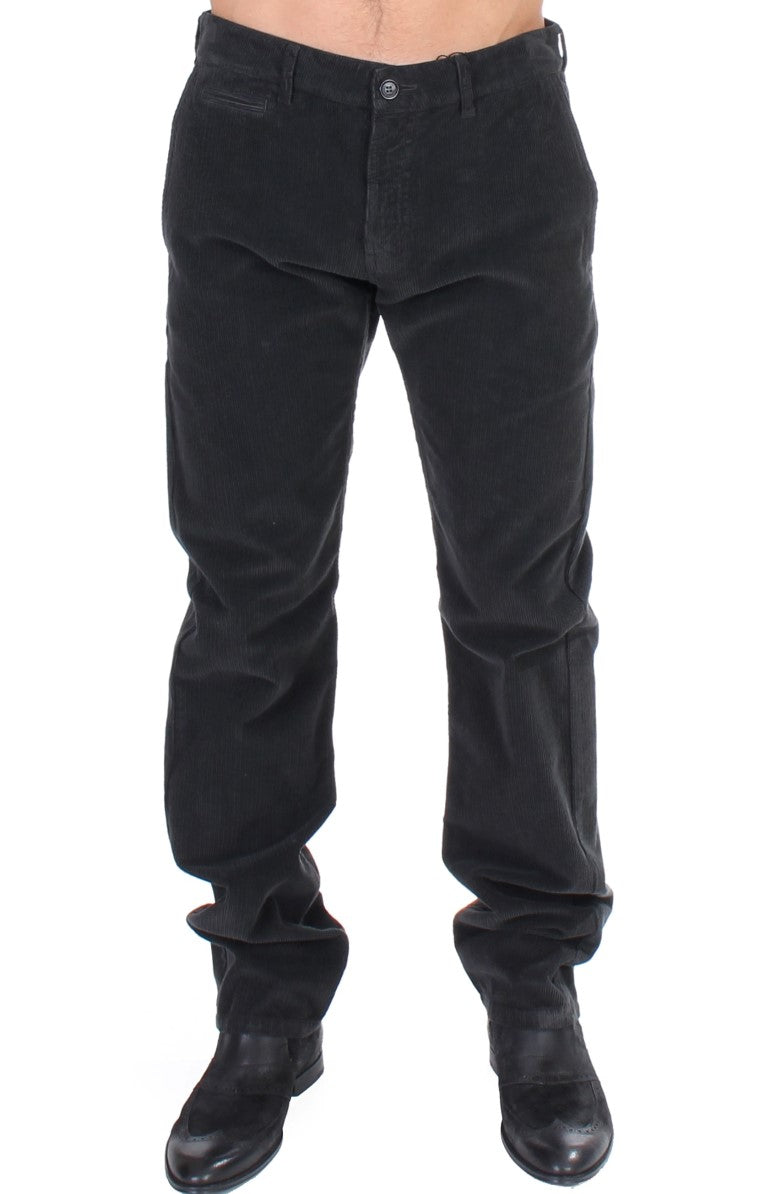 GF Ferre Schwarze Cordhose aus Baumwolle in gerader Passform