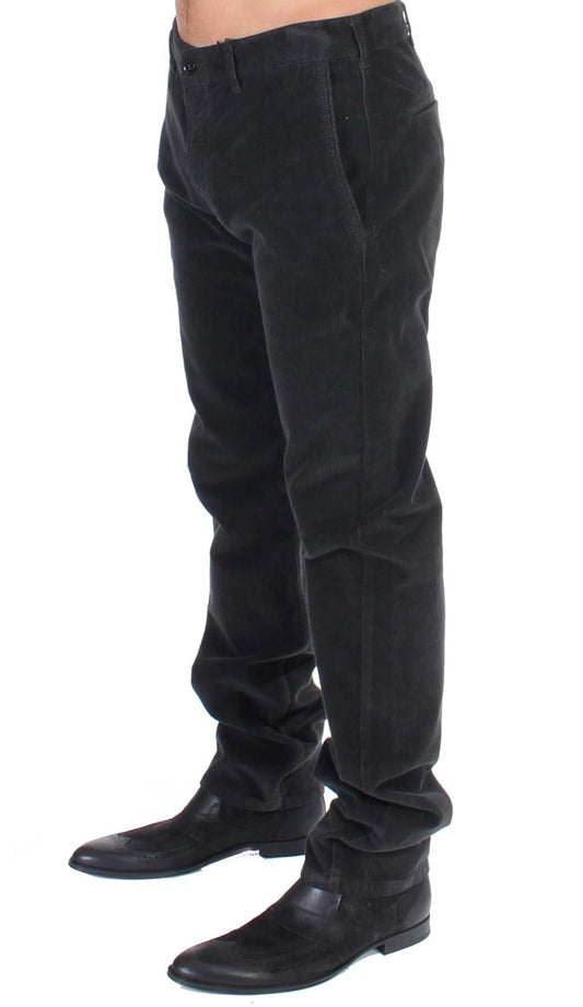 GF Ferre Schwarze Cordhose aus Baumwolle in gerader Passform