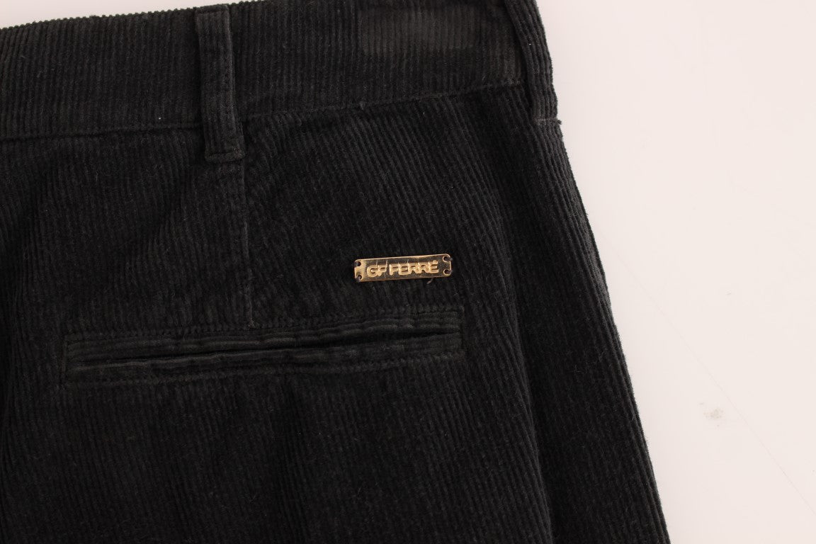 GF Ferre Schwarze Cordhose aus Baumwolle in gerader Passform
