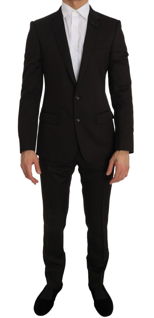 Dolce & Gabbana Braun Wolle Kristall Biene Slim Fit MARTINI