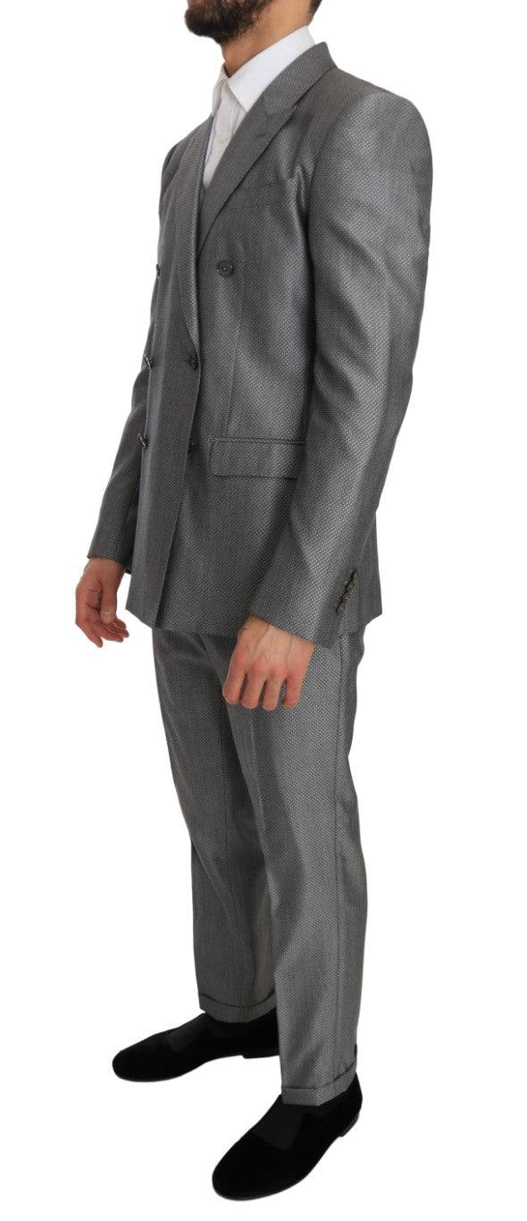 Dolce & Gabbana Schwarzer Stretch Crystal Bee Slim Fit Anzug