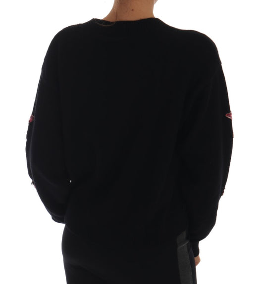 Dolce & Gabbana Fairy Tale Crystal Schwarzer Kaschmirpullover