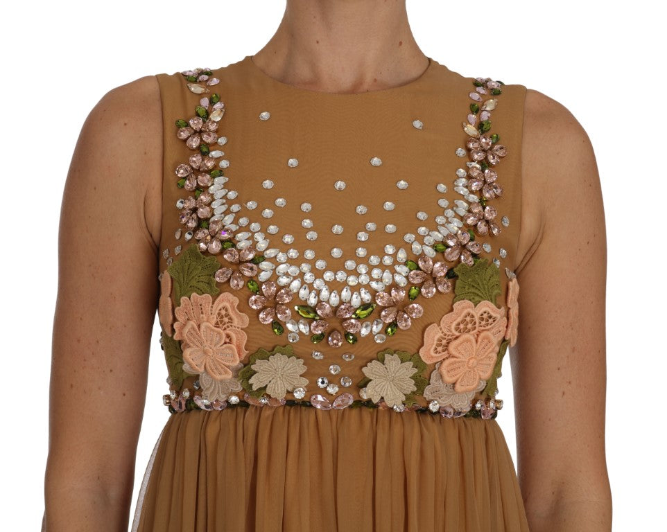 Dolce & Gabbana A-Linien-Kleid aus goldener Kristallseide