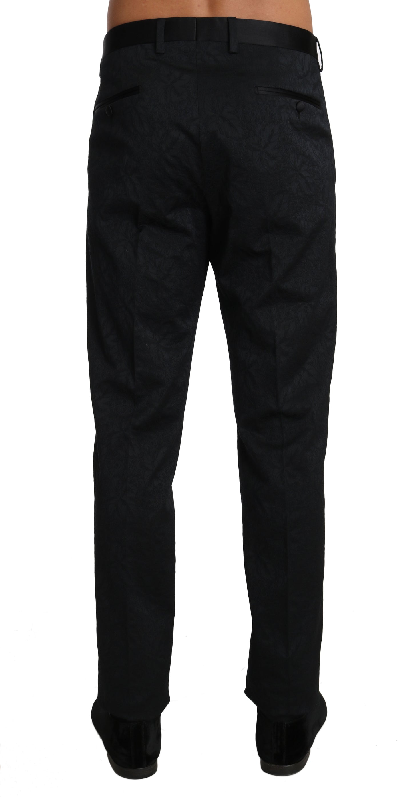 Dolce & Gabbana Schwarz Baumwolle Brokat Formelle Hose Hose