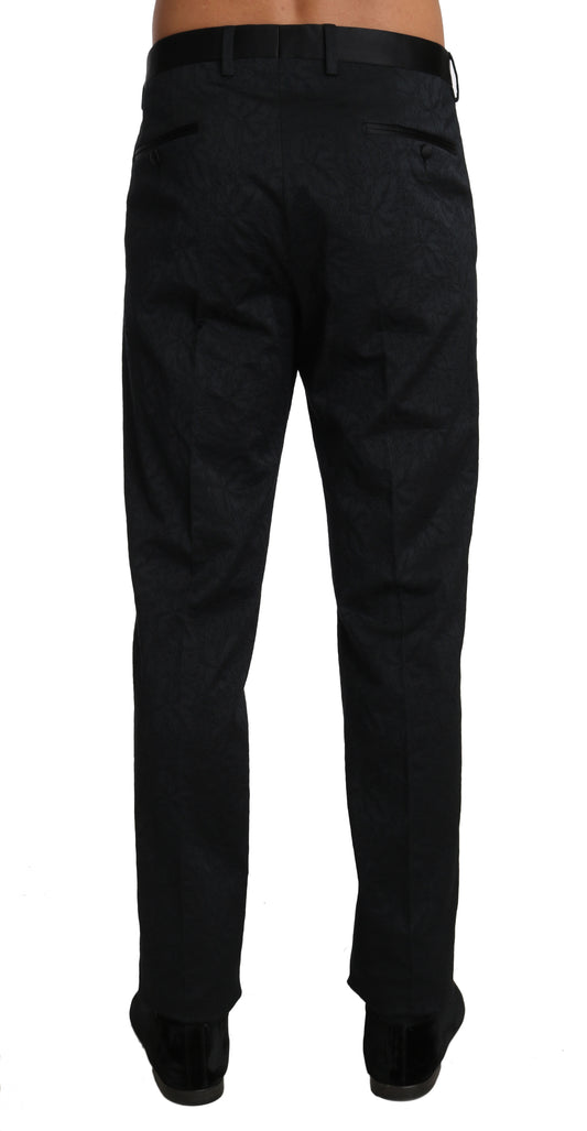 Dolce & Gabbana Schwarz Baumwolle Brokat Formelle Hose Hose