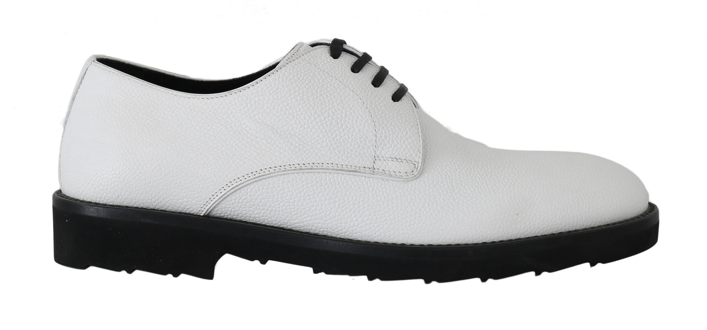 Dolce & Gabbana Weiße Leder Derby Kleid Formelle Schuhe