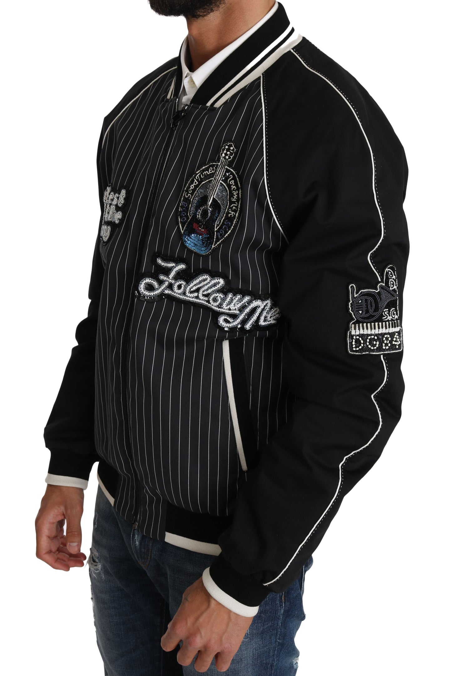 Dolce & Gabbana Schwarze DD58 SG62 Paillettenbesetzte Perlenjacke