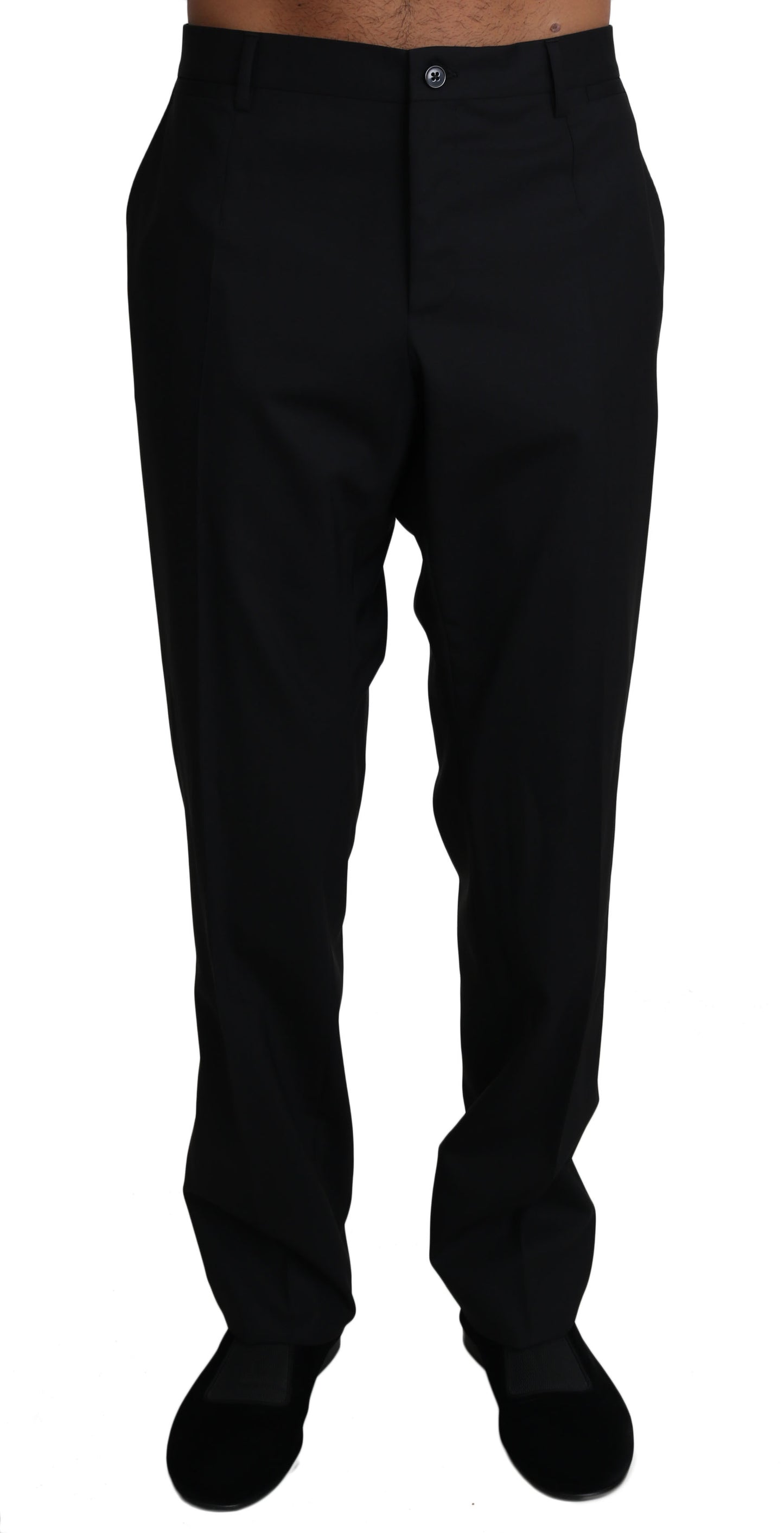Dolce & Gabbana Schwarze Wolle Stretch Kleid Hose Hose