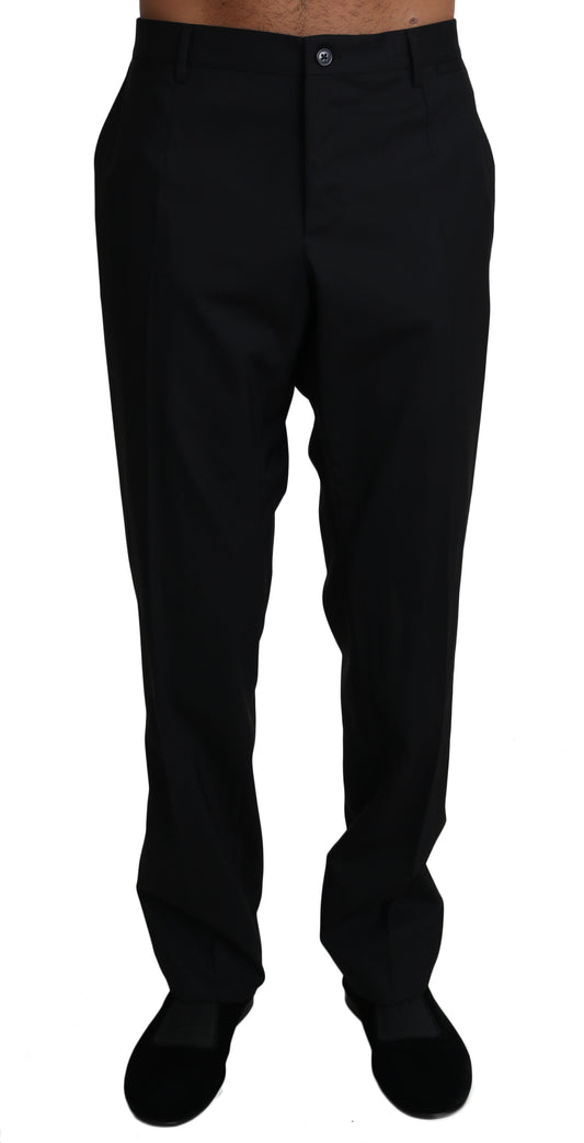 Dolce & Gabbana Schwarze Wolle Stretch Kleid Hose Hose