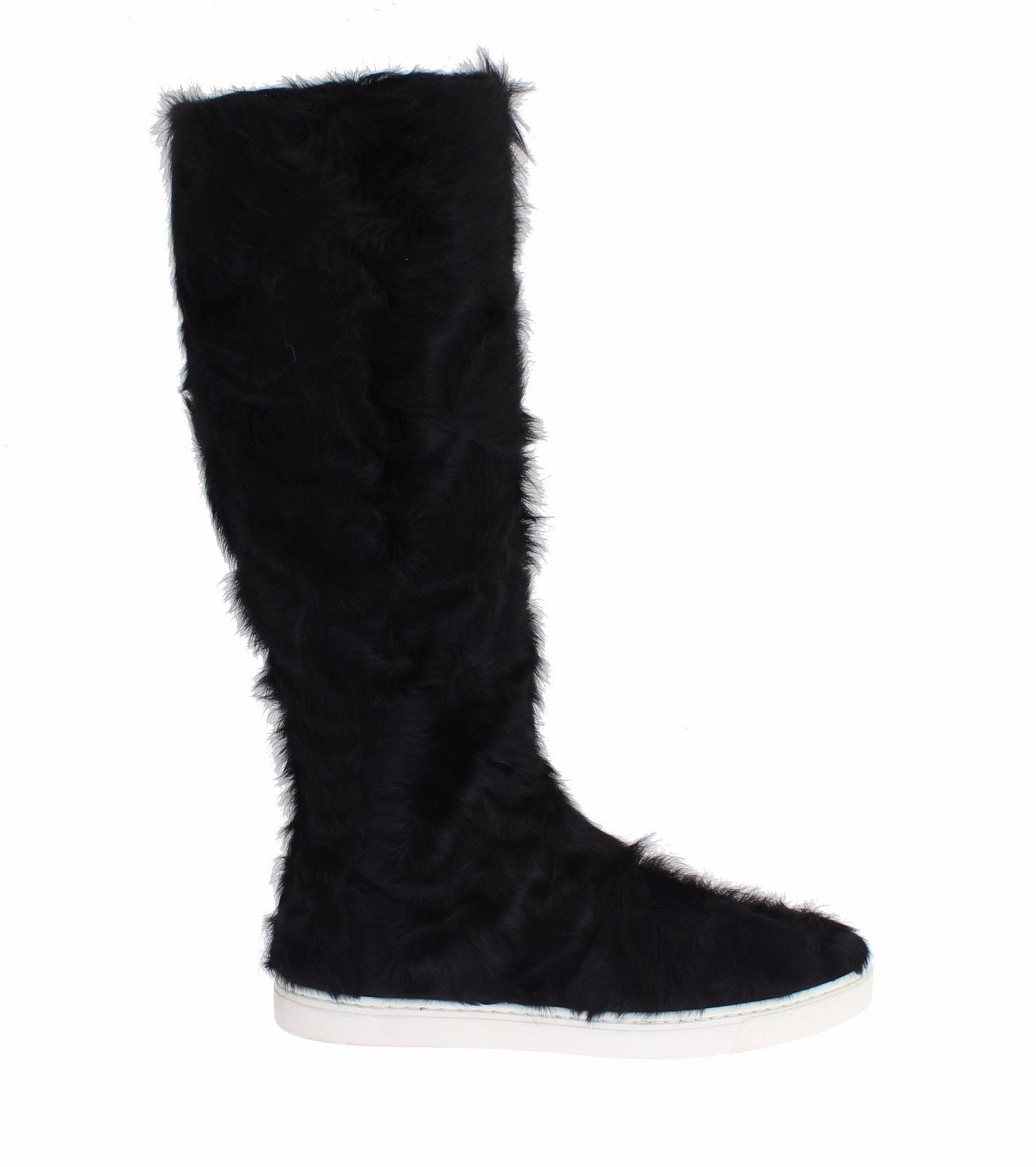 Dolce & Gabbana Schwarze Xiangao Lammfell-Lederstiefel