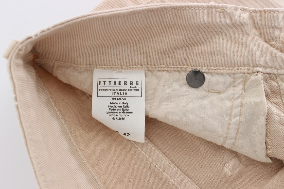 Cavalli Beige gewaschene Slim Fit Baumwoll-Stretch-Jeans