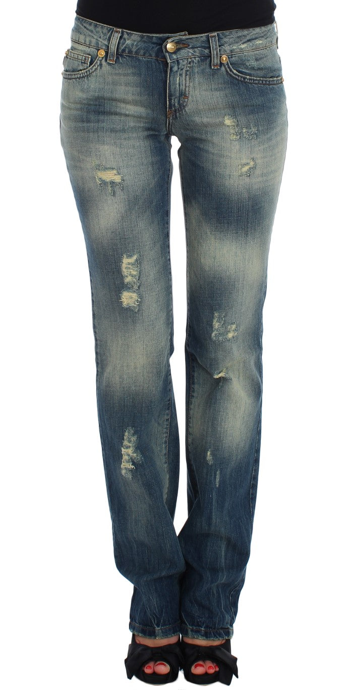 Cavalli Blaue Baumwolljeans mit niedriger Taille