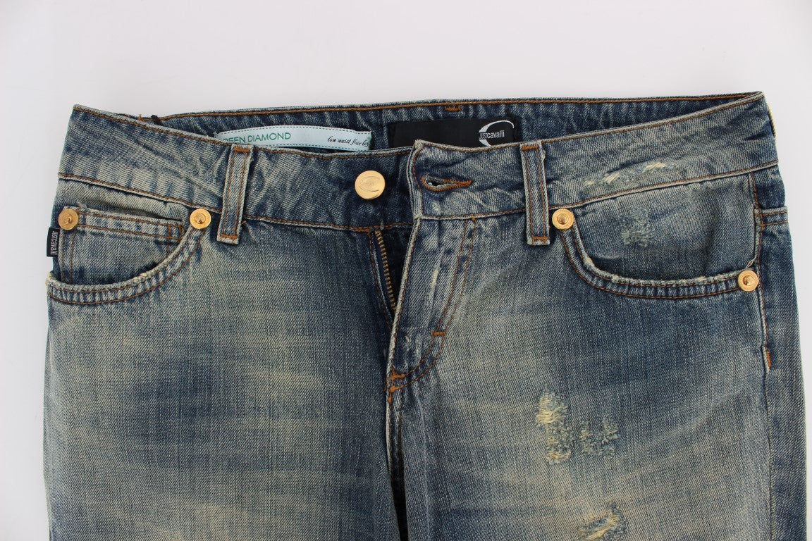 Cavalli Blaue Baumwolljeans mit niedriger Taille