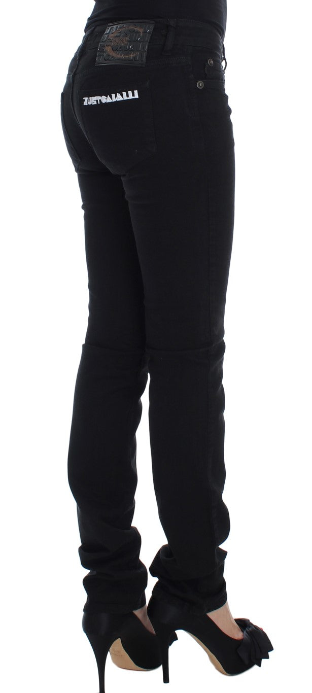 Cavalli Schwarze Cotton Stretch Slim Skinny Fit Jeans