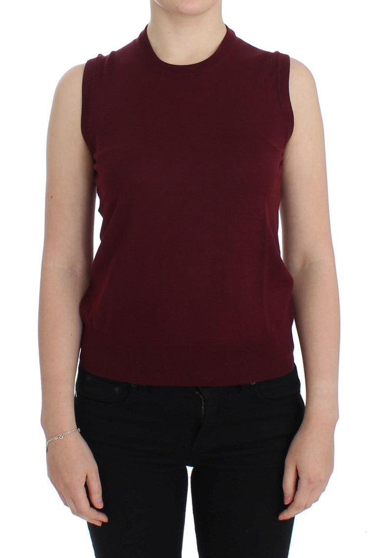 Dolce & Gabbana Rote ärmellose Weste mit Rundhalsausschnitt Pullover