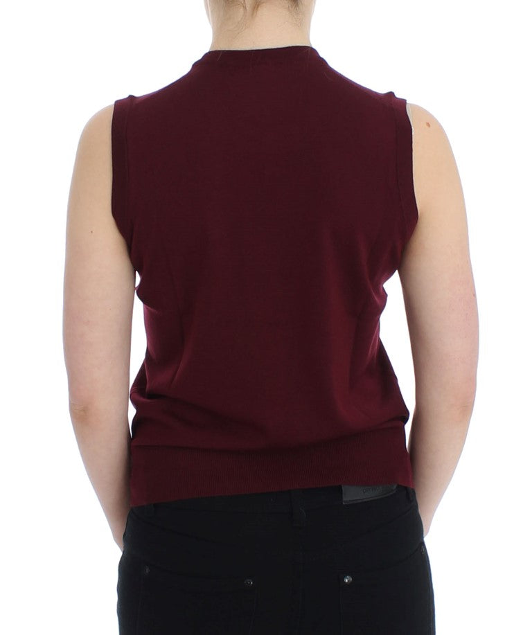 Dolce & Gabbana Rote ärmellose Weste mit Rundhalsausschnitt Pullover