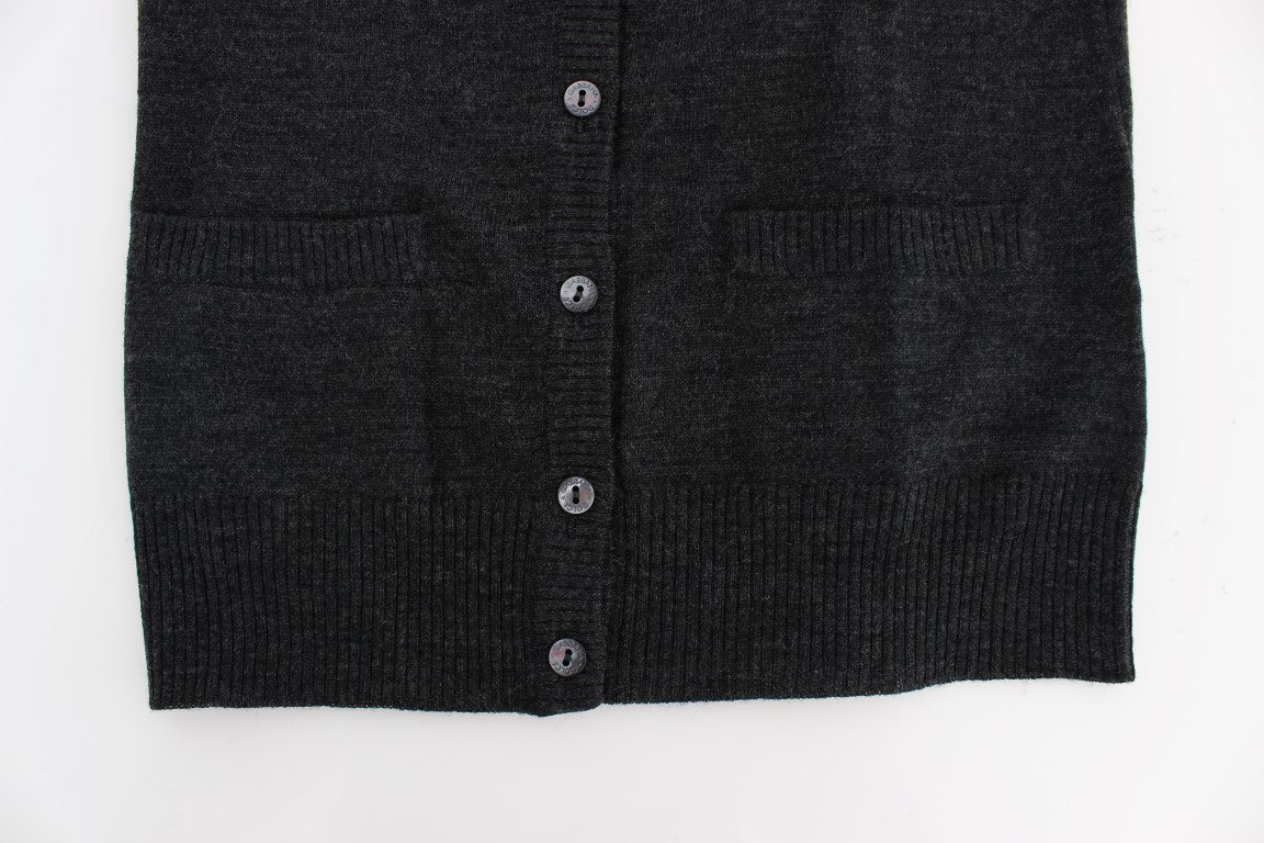 Dolce & Gabbana Grauer Wollpullover mit Knopfleiste