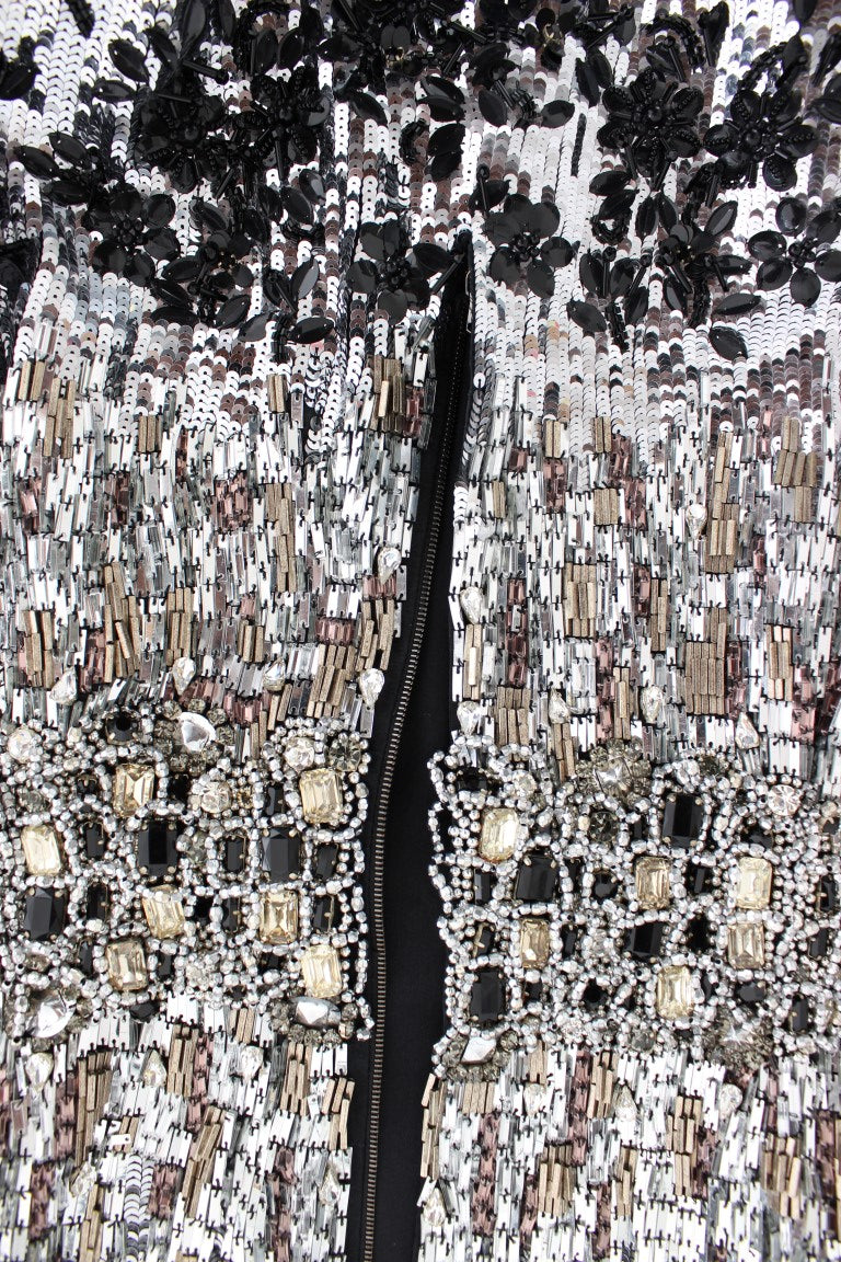 Dolce & Gabbana Crystal Silver Runway Handgefertigtes Kleid