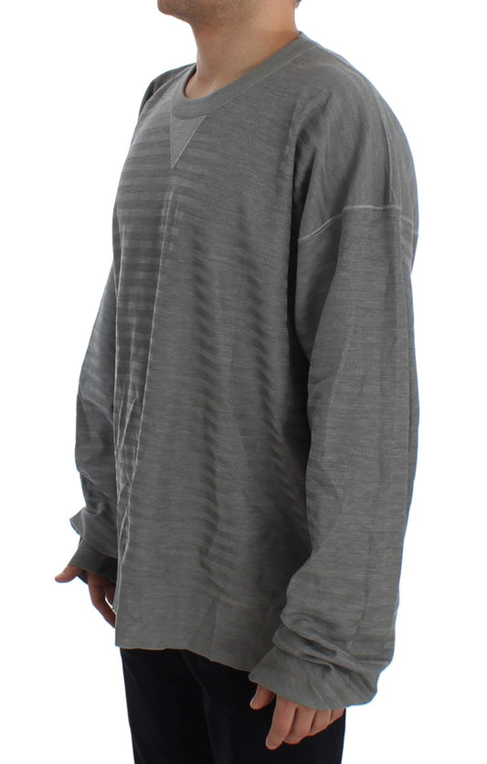 Dolce & Gabbana Grauer Seidenpullover mit Rundhalsausschnitt