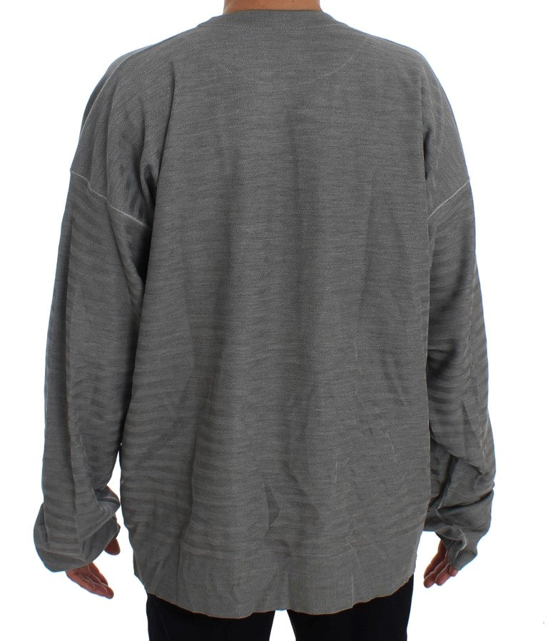Dolce & Gabbana Grauer Seidenpullover mit Rundhalsausschnitt