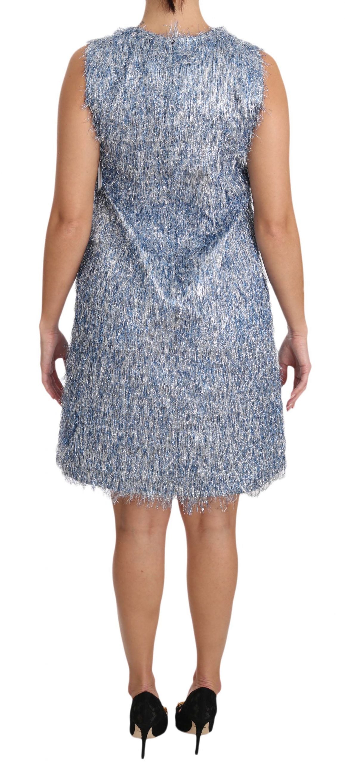 Dolce & Gabbana Hellblaues Fransen-Shift-Kleid