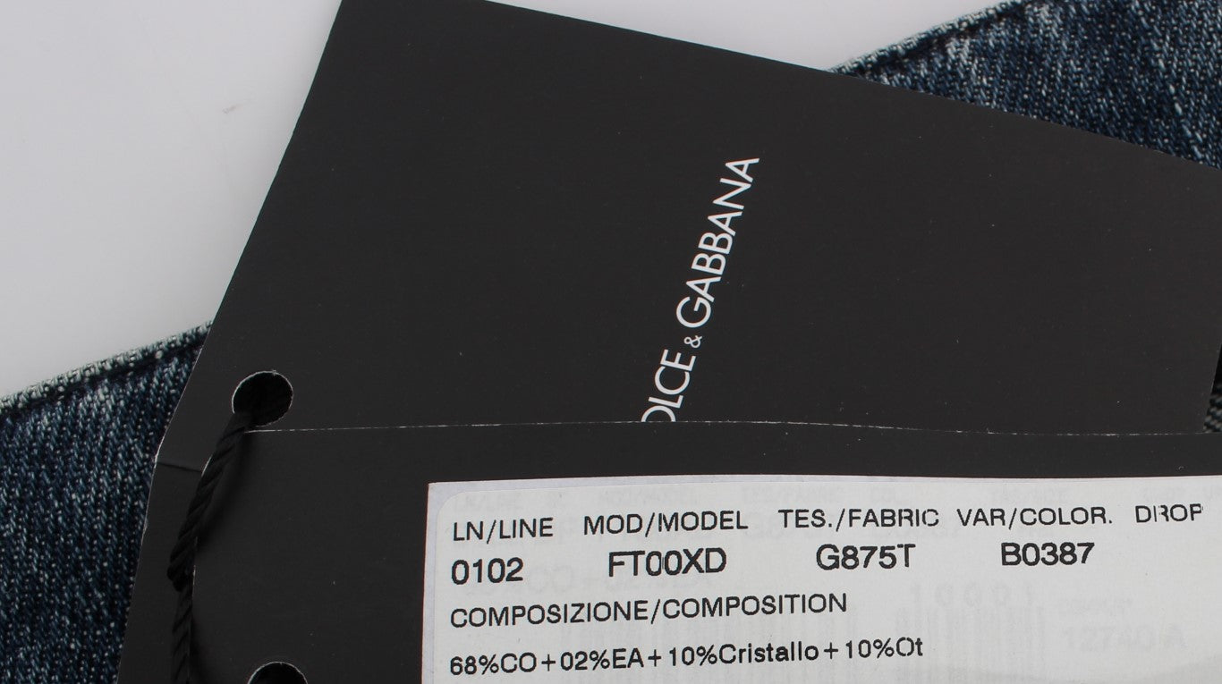Dolce & Gabbana Crystal Roses Herz verschönert Jeans